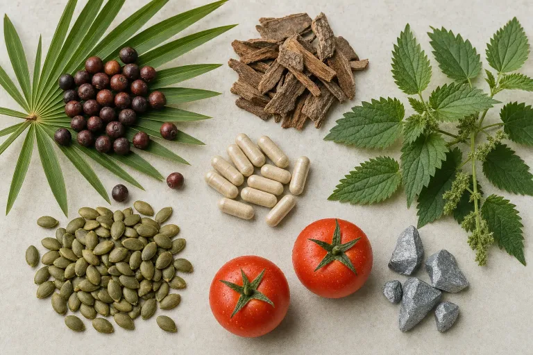 Bahan herbal Prostinol seperti saw palmetto dan biji labu untuk kesehatan prostat pria